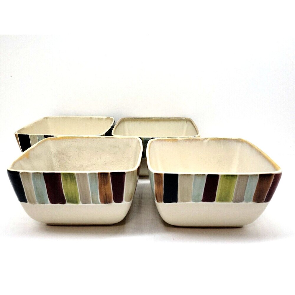 TABLETOPS Lifestyles JENTRY   Multicolored 5 3/8" Square Cereal Bowls Set Of 4
